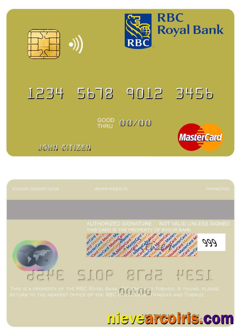 Trinidad and Tobago RBC Royal Bank mastercard